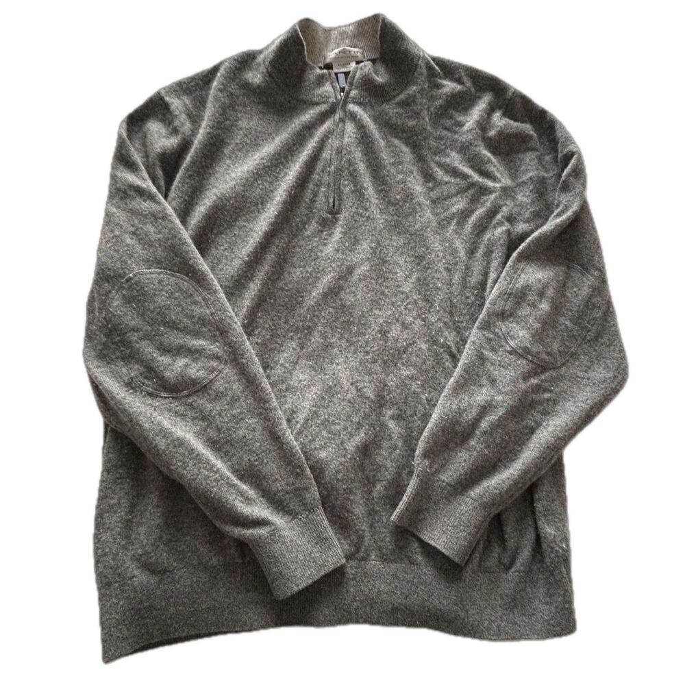 Martin Timeless as the Game Gray Quarter Zip Sweater XL Italian Cashmere
